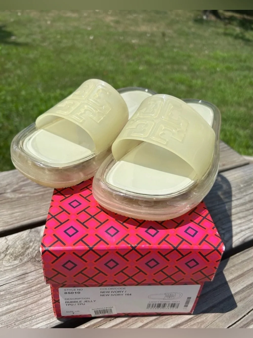 Tory Burch Bubble Slides Rubber Sandals New Ivory 7
